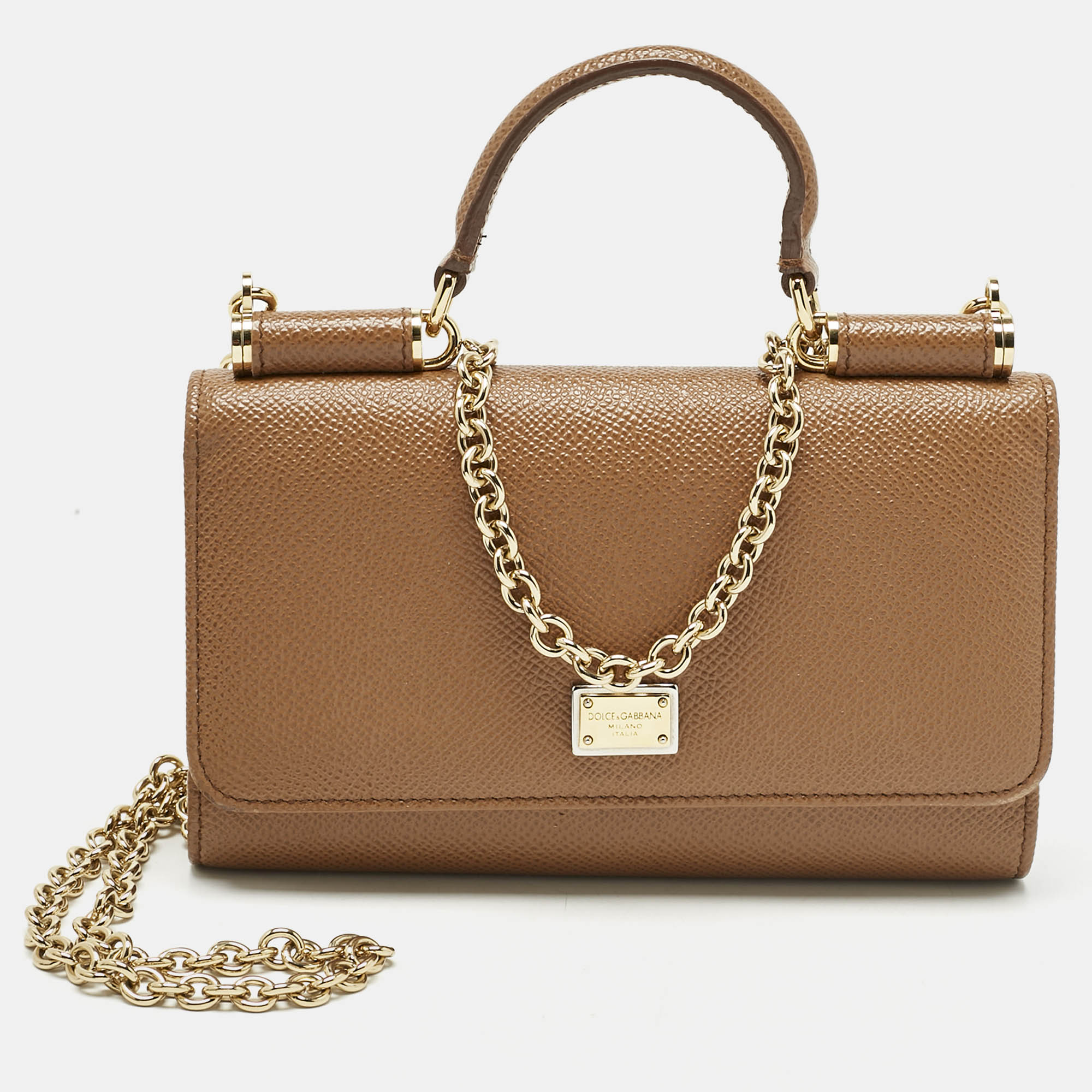 

Dolce & Gabbana Brown Leather Miss Sicily Von Wallet On Chain