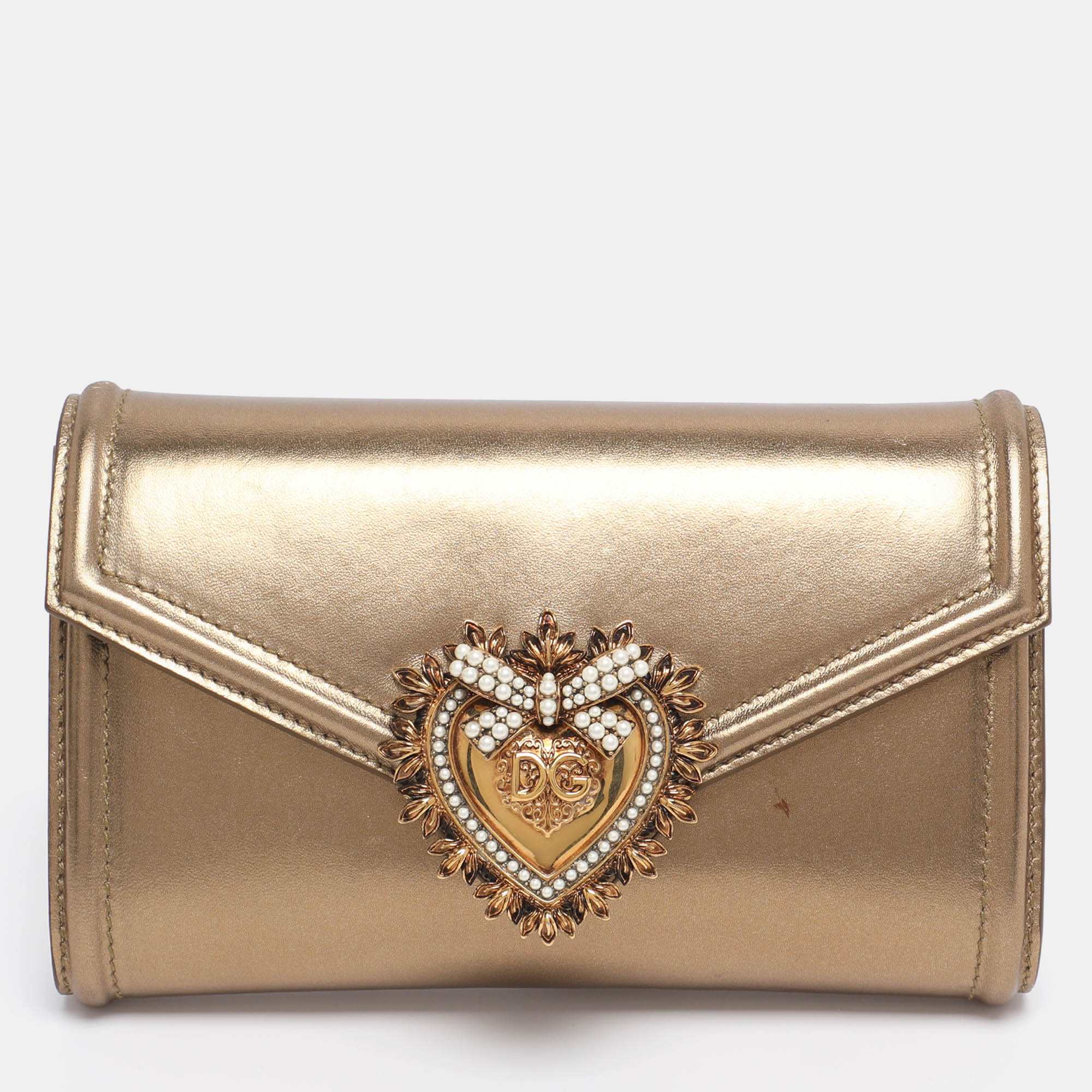 

Dolce & Gabbana Gold Leather Devotion Belt Bag