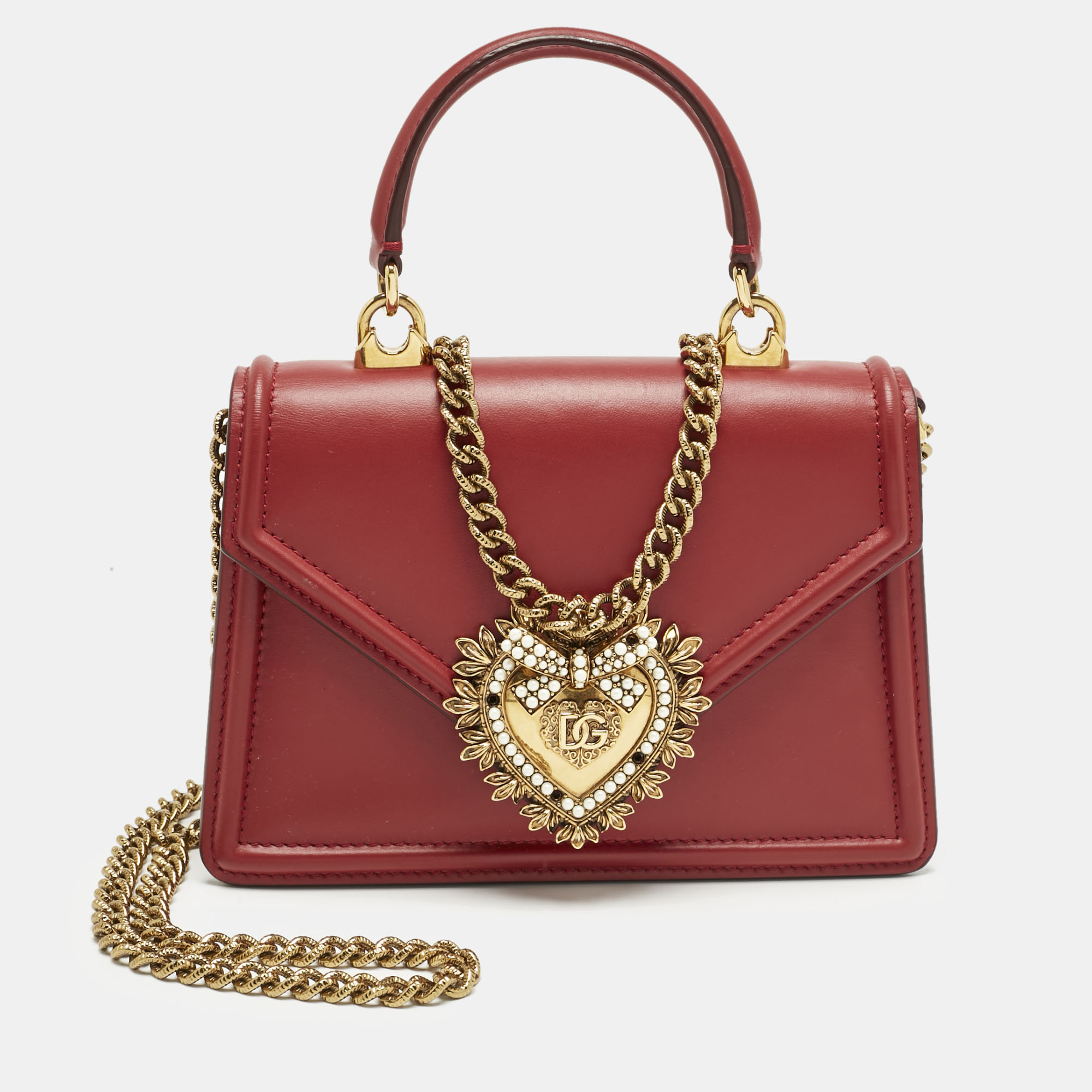 

Dolce & Gabbana Red Leather Small Devotion Top Handle Bag
