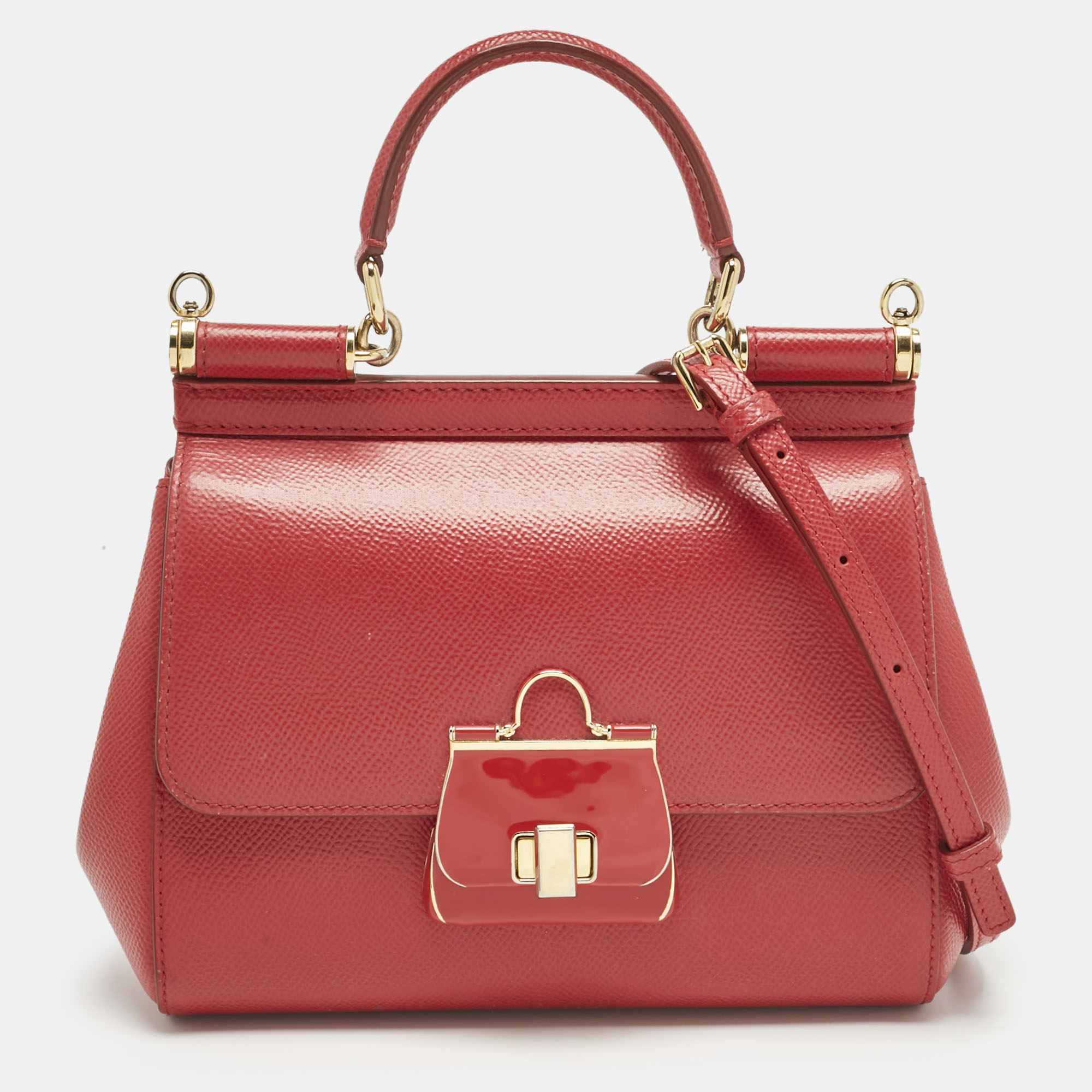 

Dolce & Gabbana Red Leather Small Miss Sicily Bag