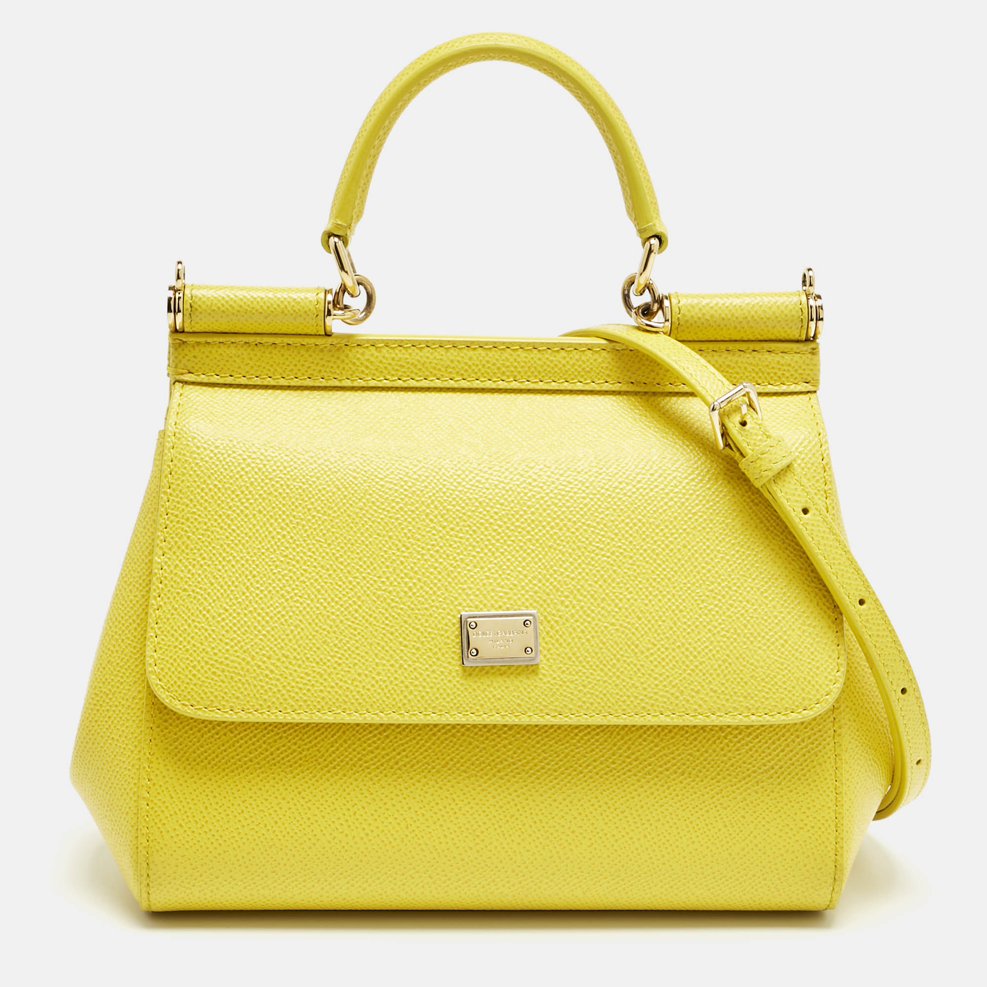 

Dolce & Gabbana Yellow Leather  Miss Sicily Top Handle Bag