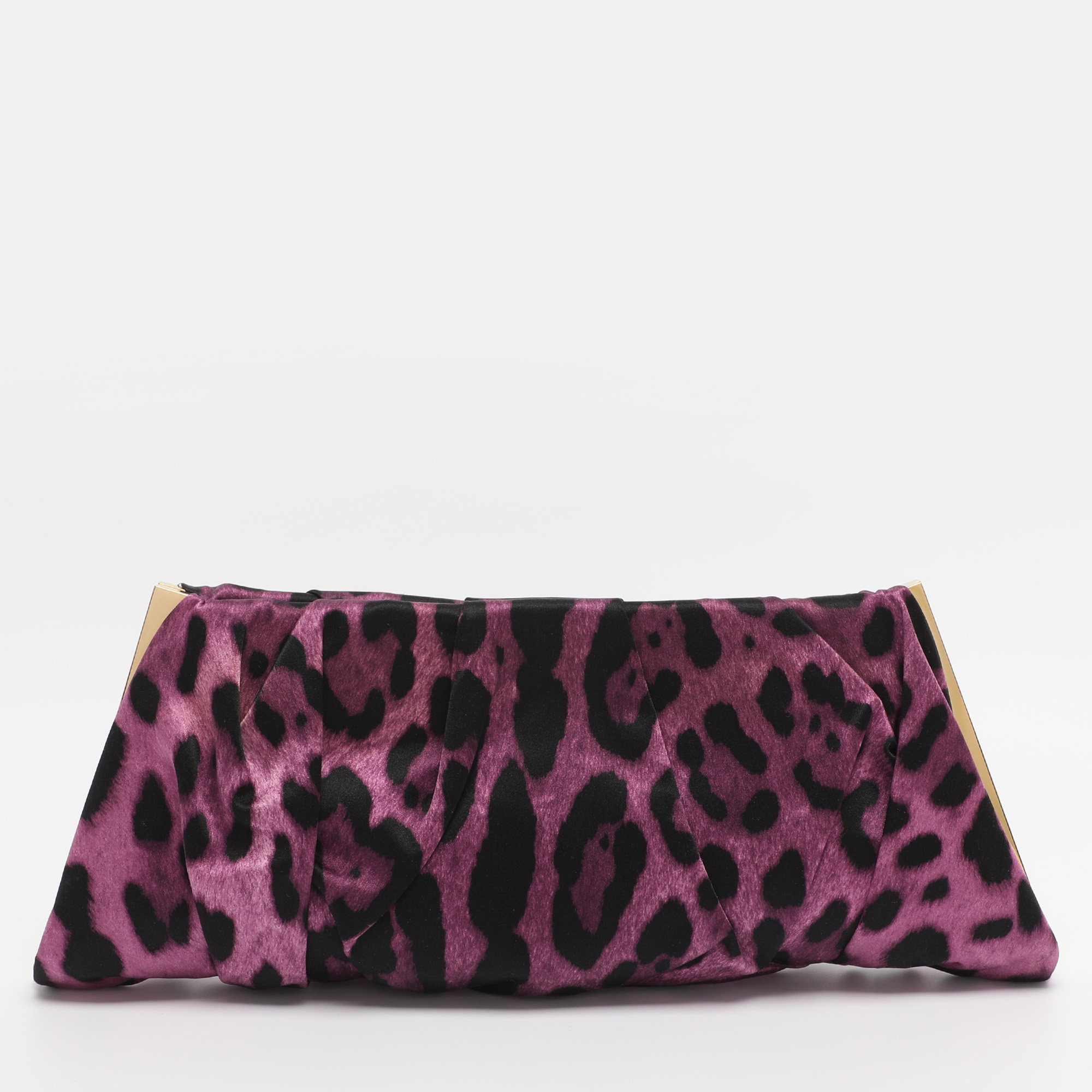 

Dolce & Gabbana Purple Leopard Print Satin Miss Lady Clutch
