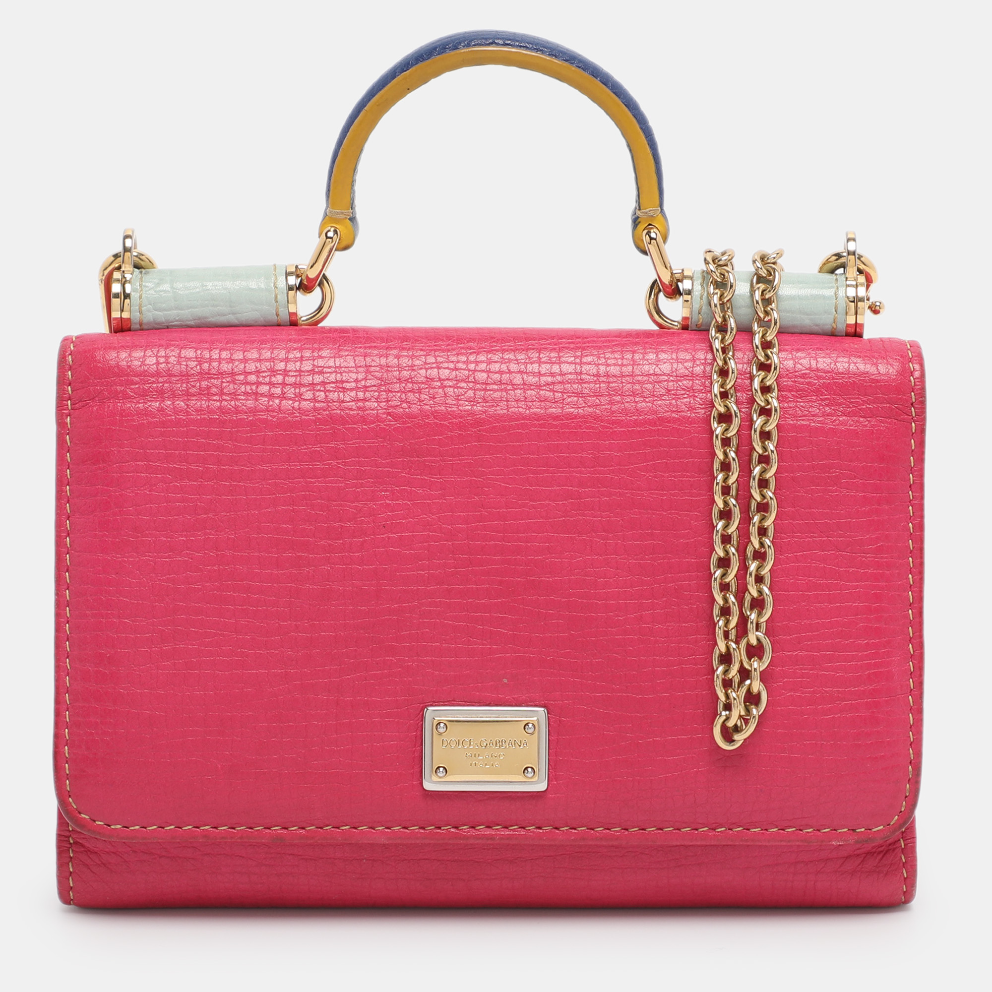 

Dolce & Gabbana Pink Leather Miss Sicily Von Wallet on Chain