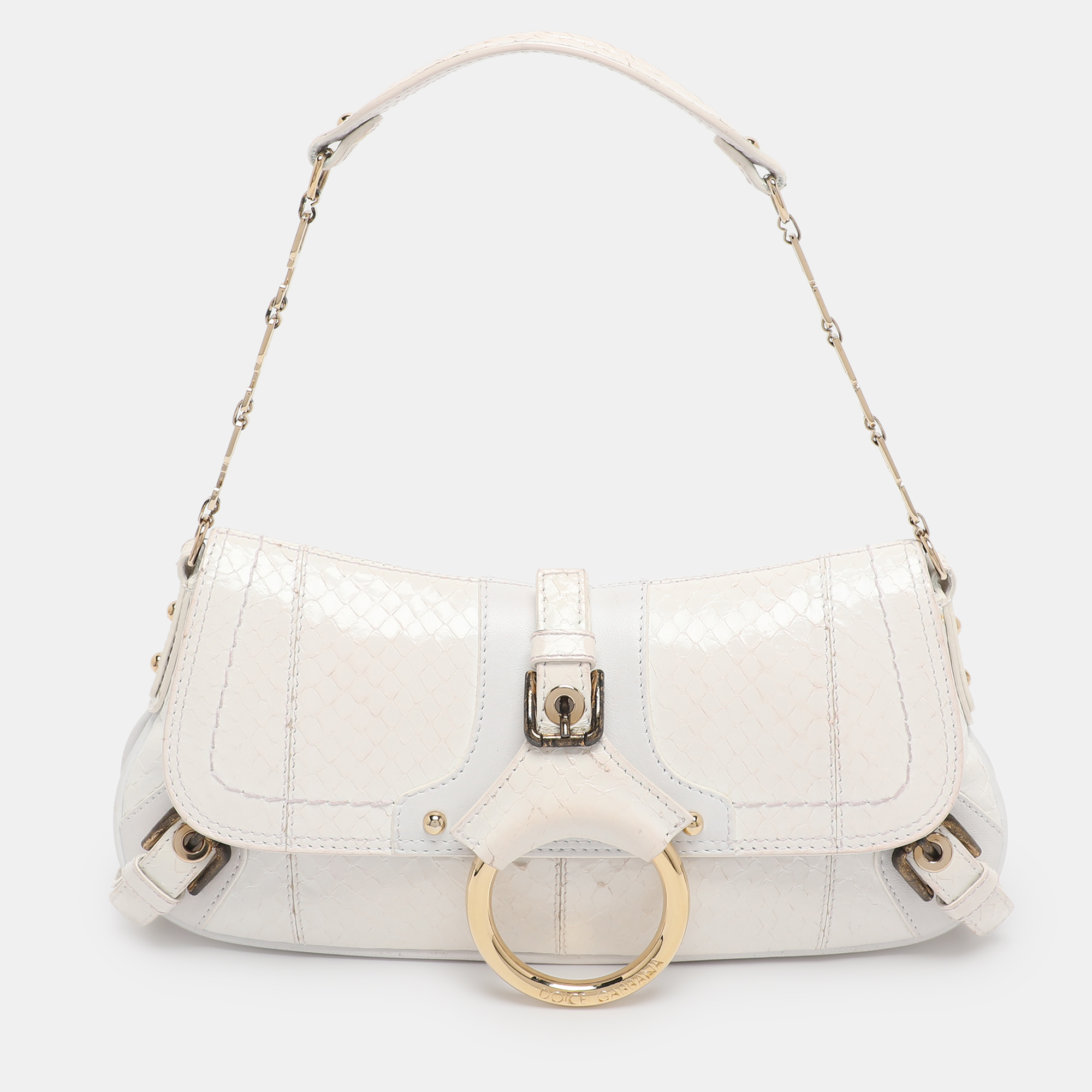 

Dolce & Gabbana White Python Leather Small Shoulder Bag