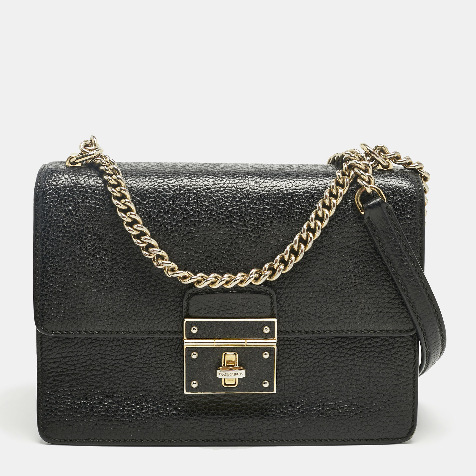 

Dolce & Gabbana Black Leather Small Rosalia Shoulder Bag
