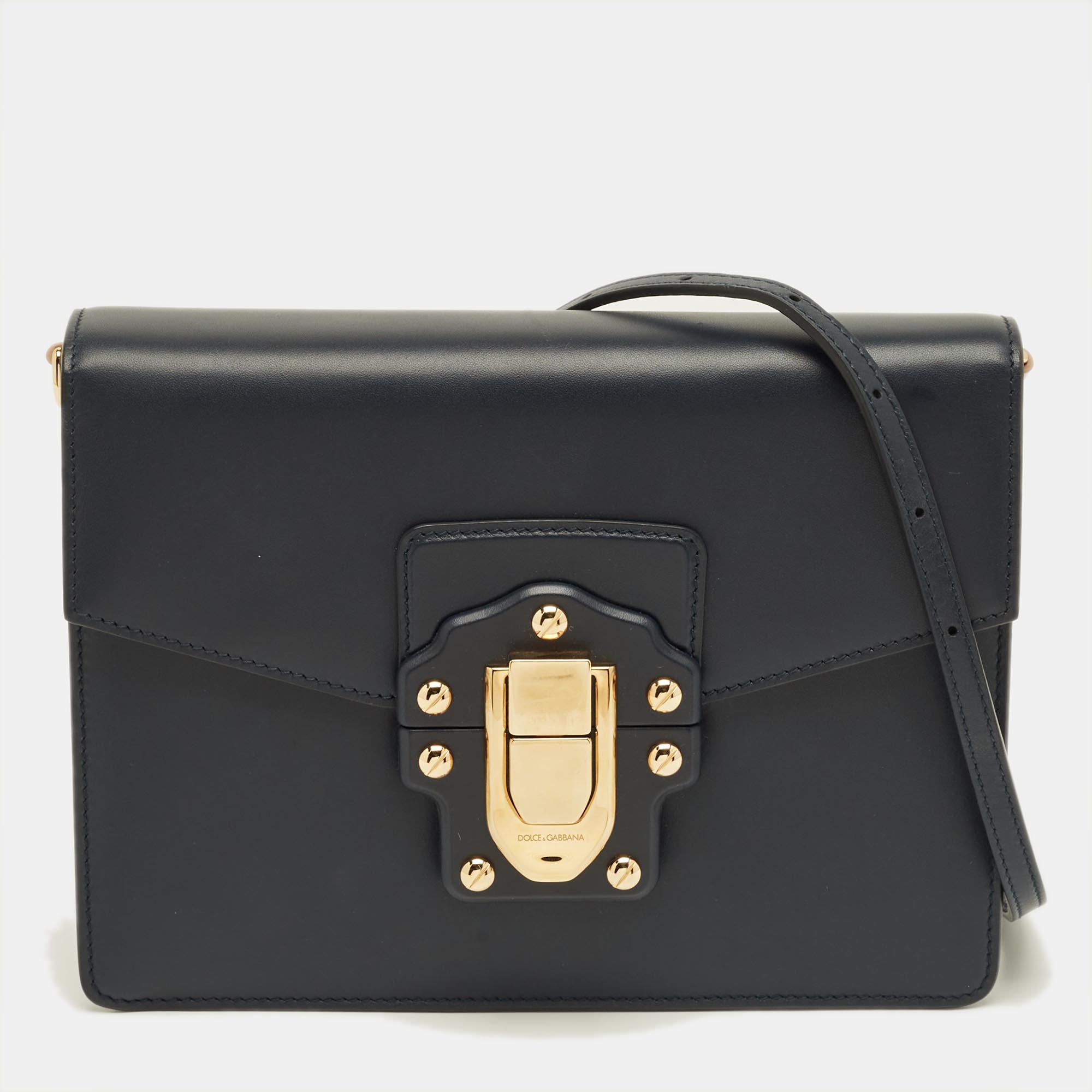 

Dolce & Gabbana Dark Blue Leather Lucia Shoulder Bag