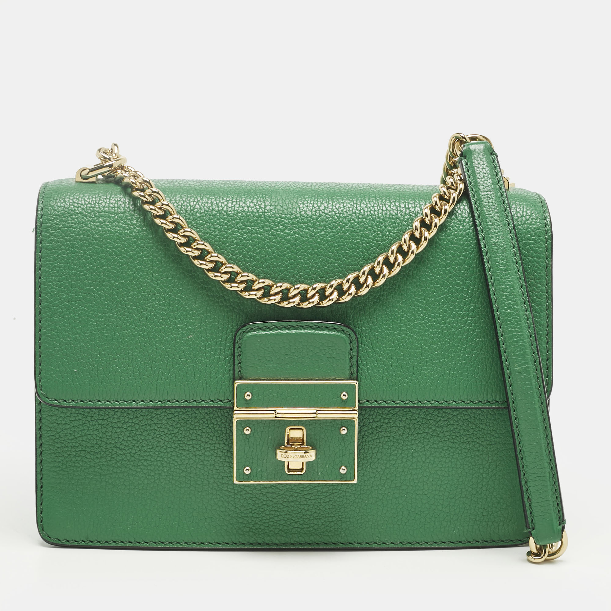 

Dolce & Gabbana Green Leather  Rosalia Shoulder Bag