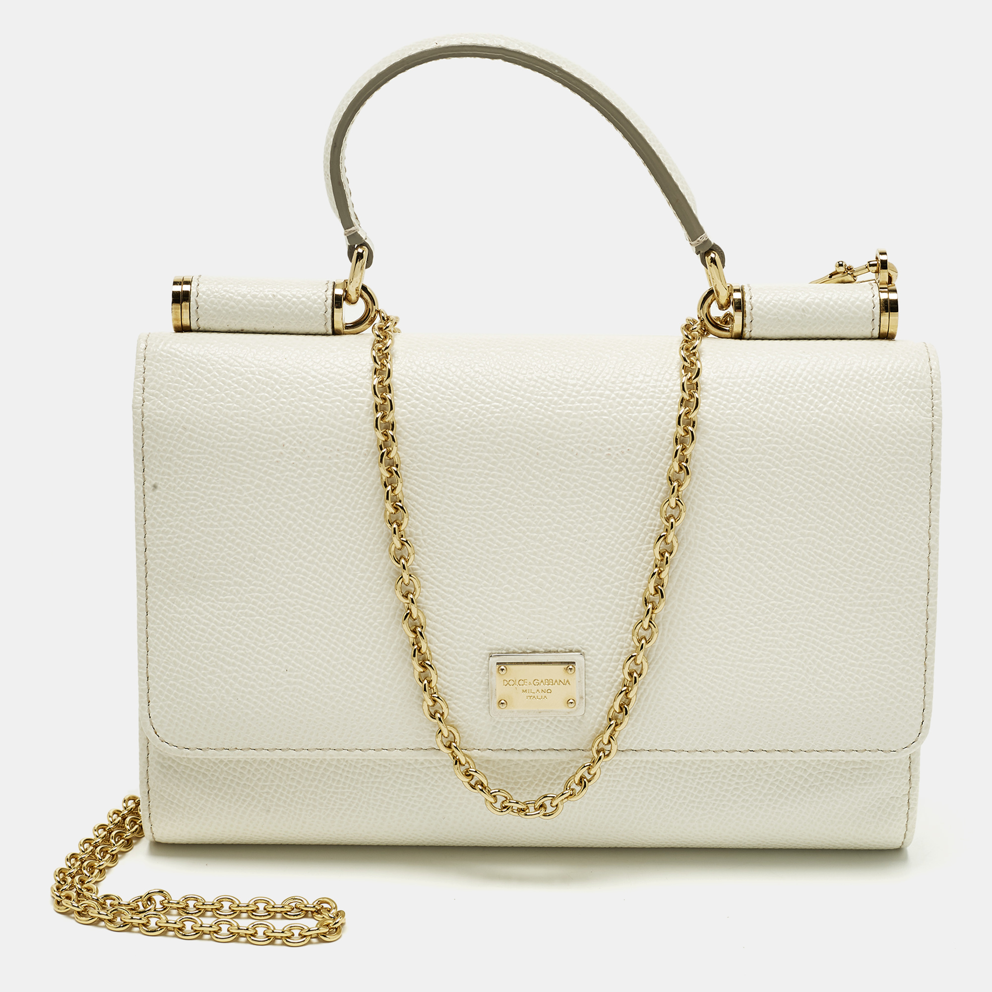 

Dolce & Gabbana Miss Sicily White Leather Wallet On Chain