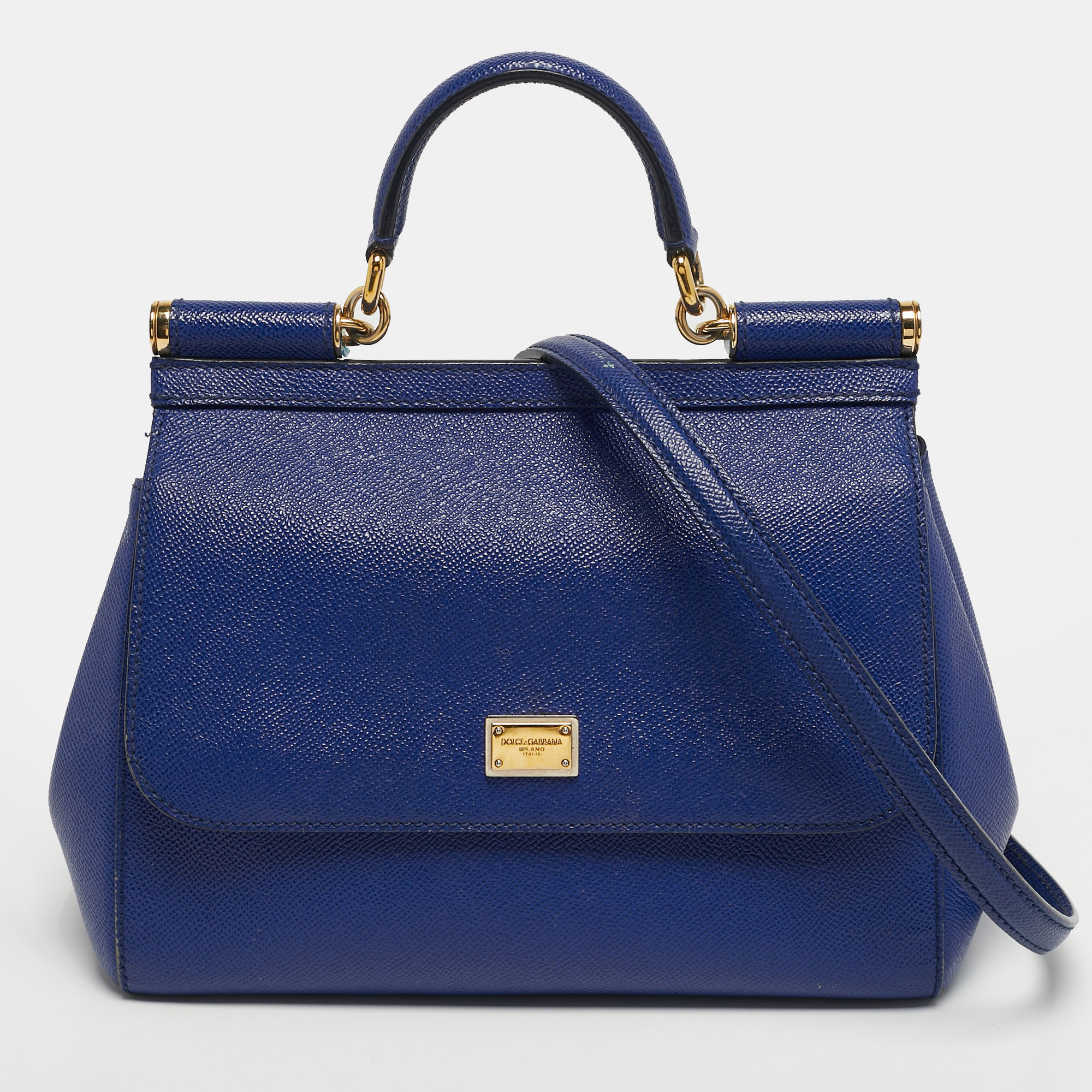 

Dolce & Gabbana Miss Sicily  Blue Leather Top Handle Bag