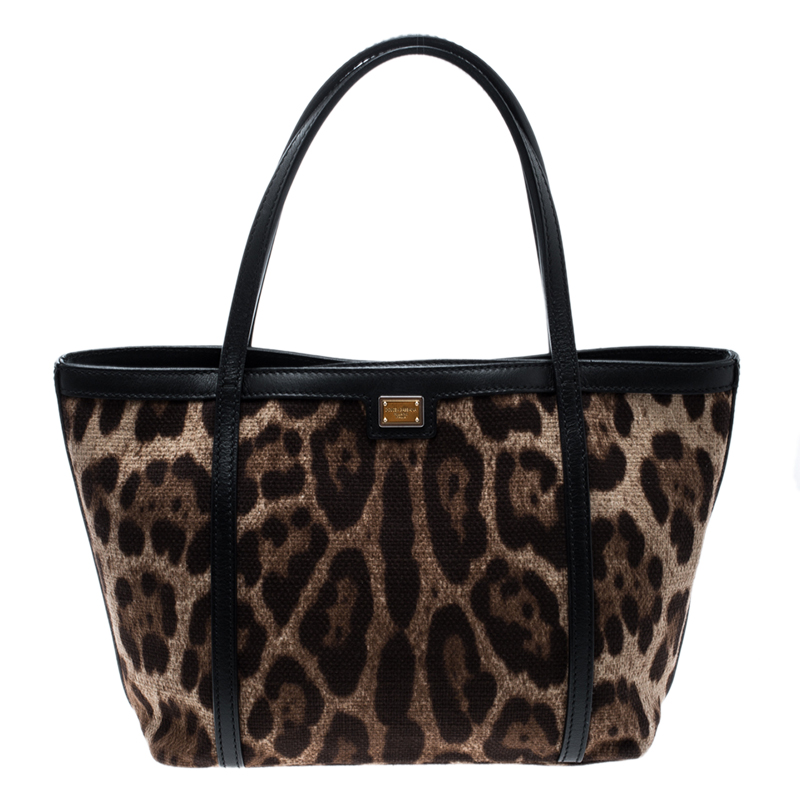 مملوكة مسبقًا Dolce and Gabbana Beige Leopard Print Canvas Tote 