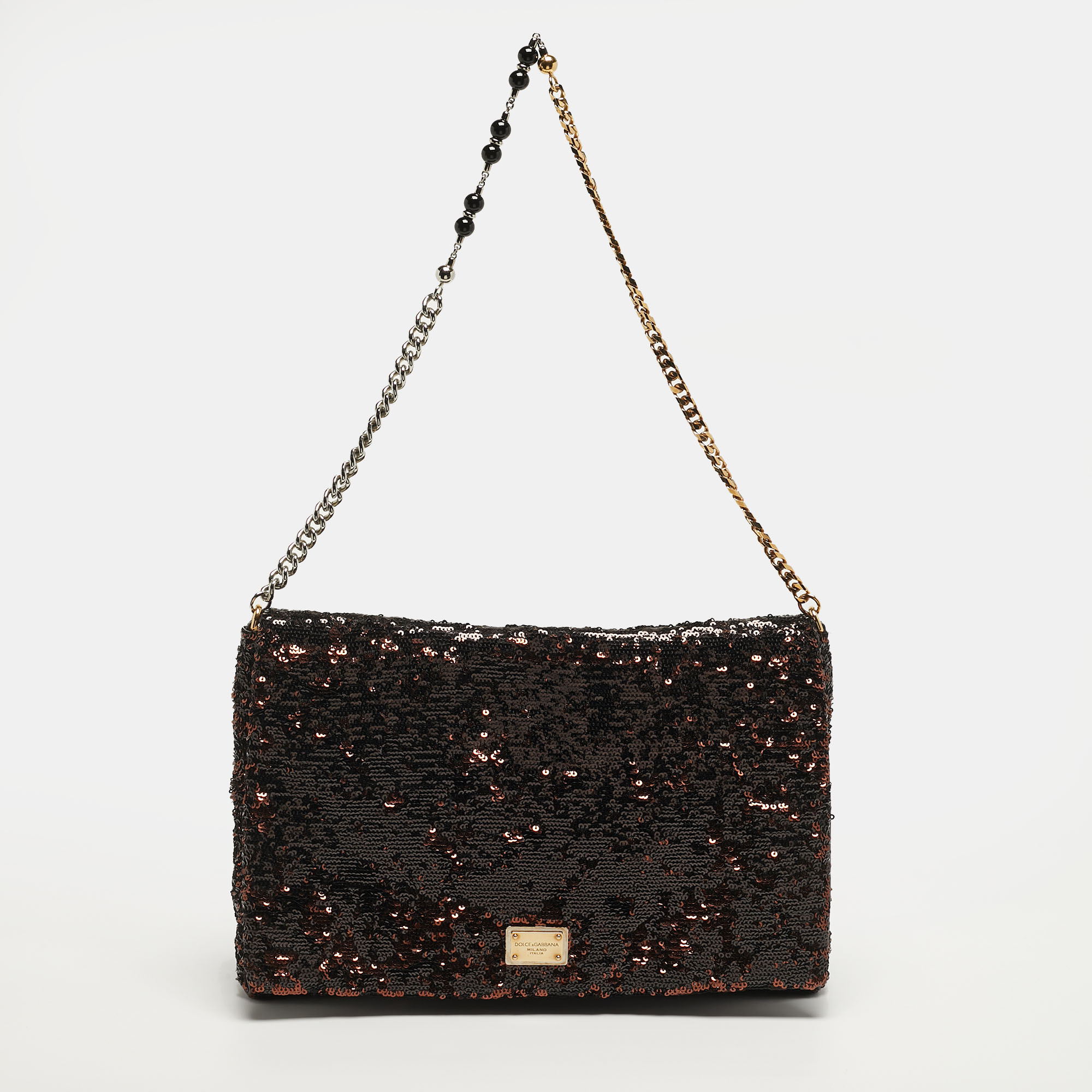 

Dolce & Gabbana Miss Charles Metallic Sequins Flap Bag