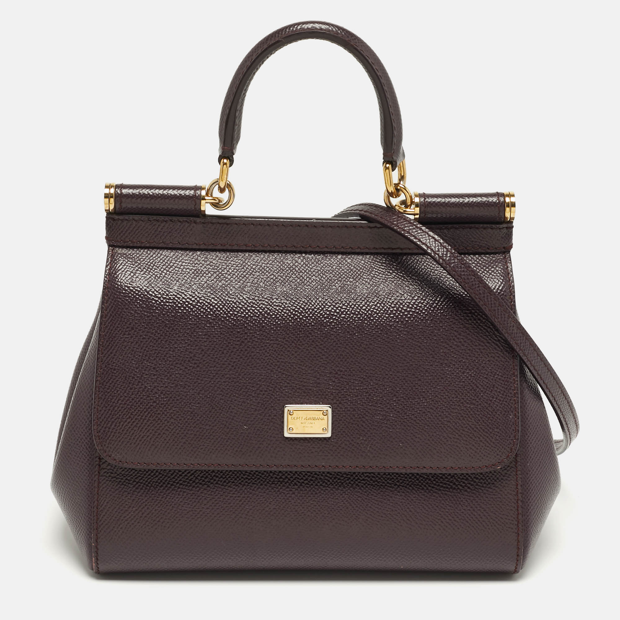 

Dolce & Gabbana Miss Sicily  Purple Leather Top Handle Bag