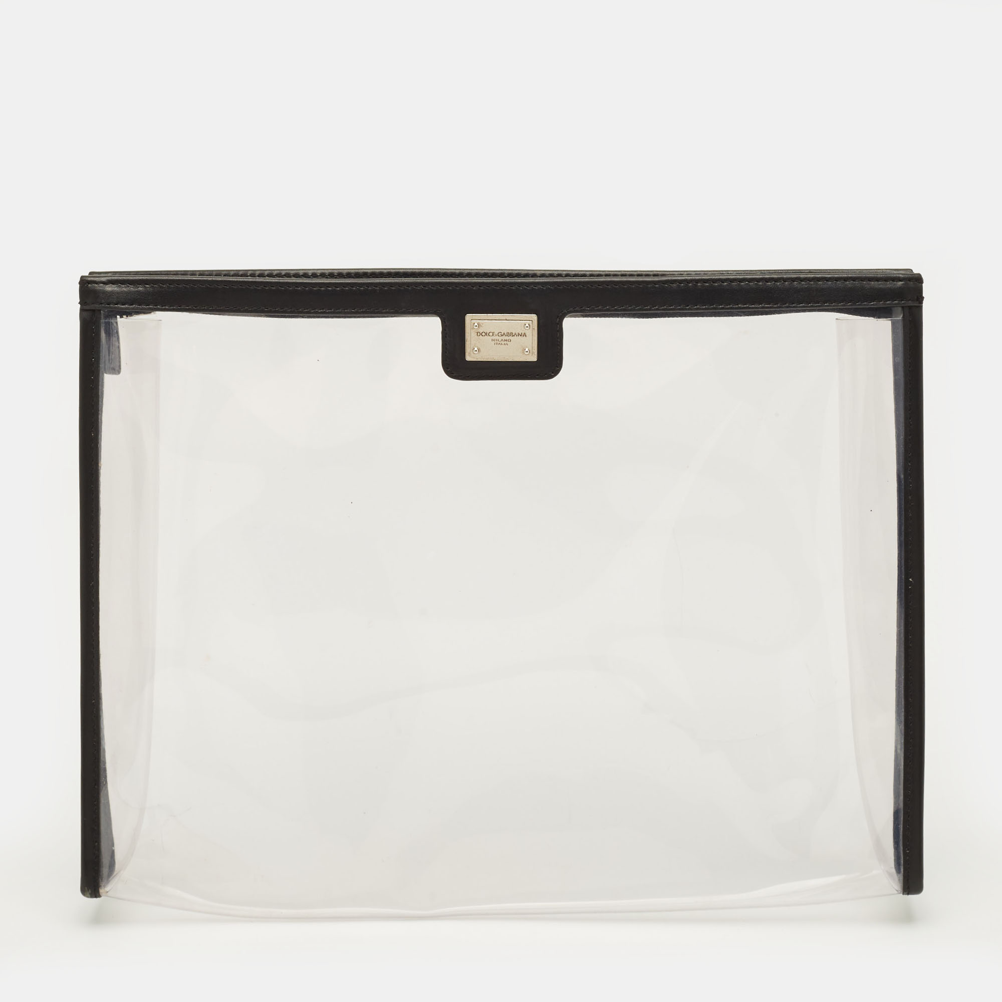 

Dolce & Gabbana Black/Clear PVC and Leather Travel Pouch