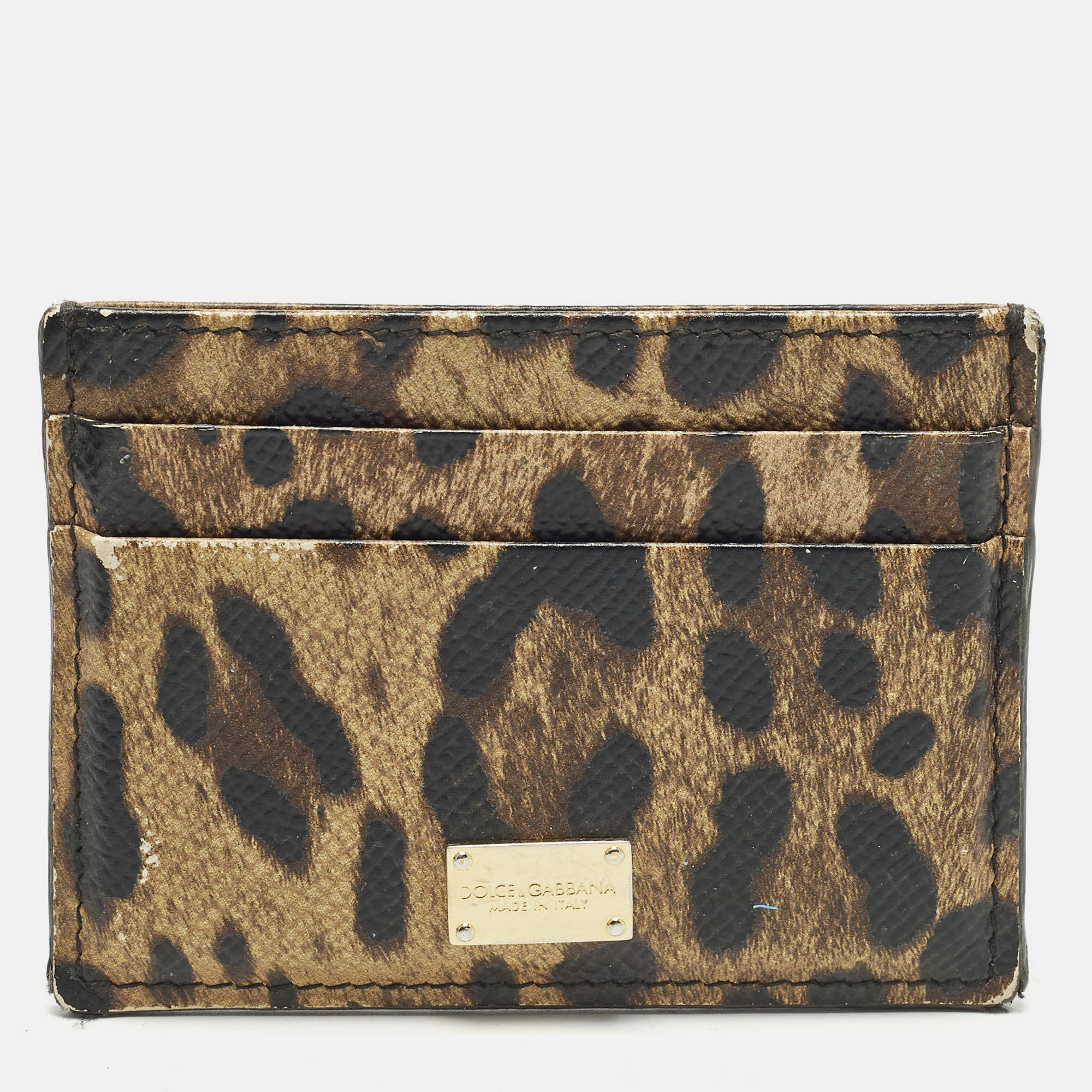 

Dolce & Gabbana Brown/Black Leopard Print Coated Canvas Card Holder