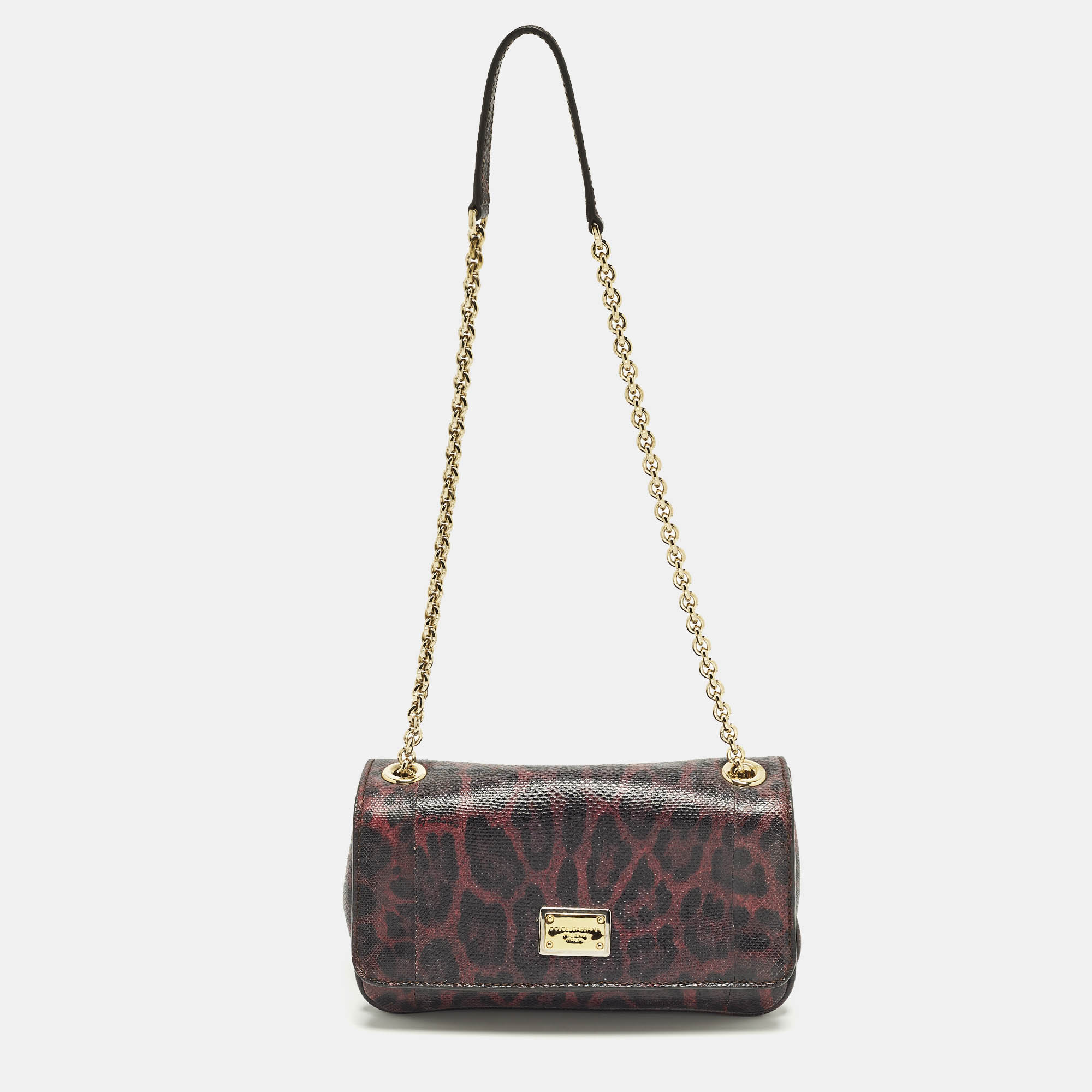 

Dolce & Gabbana Purple Leopard Print Lizard Shoulder Bag