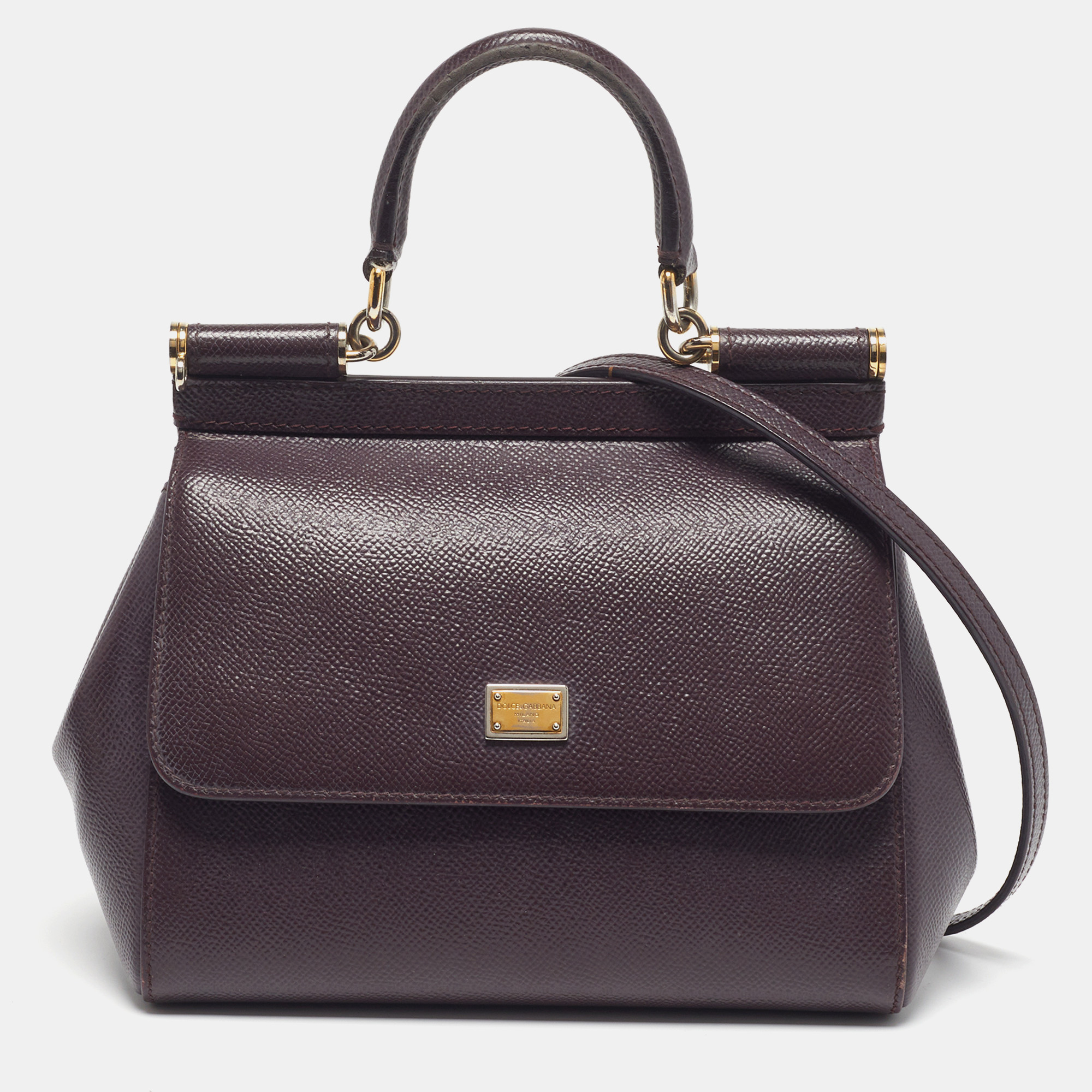 

Dolce & Gabbana Miss Sicily  Purple Leather Top Handle Bag
