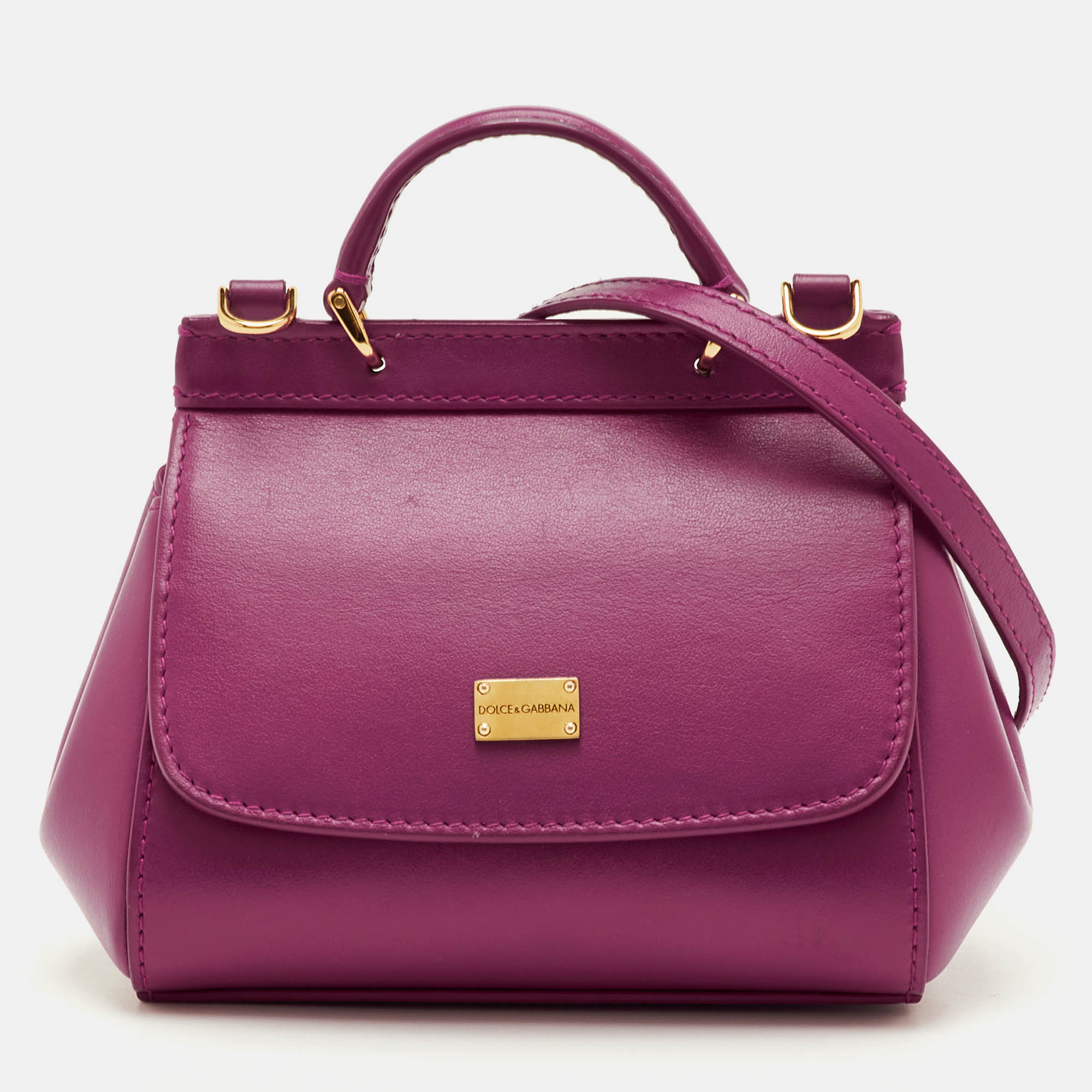 

Dolce & Gabbana Miss Sicily Mini Pink Leather Top Handle Bag