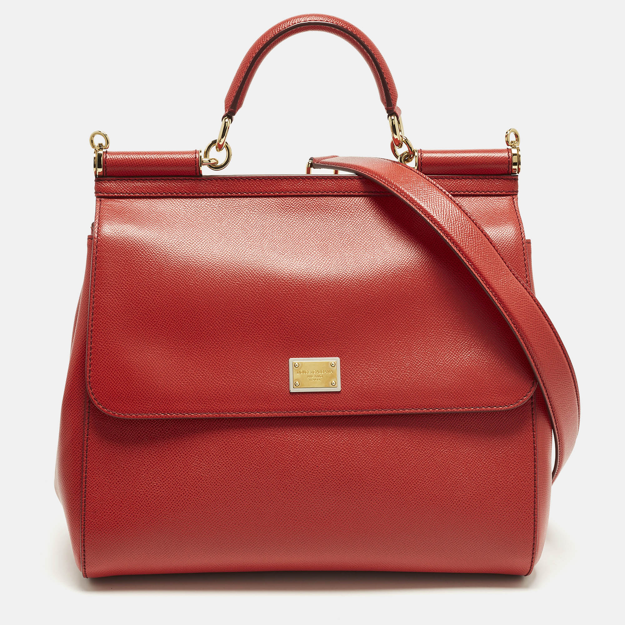 

Dolce & Gabbana Miss Sicily  Red Leather Top Handle Bag