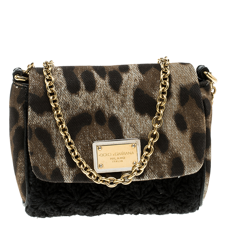 black and leopard print clutch bag