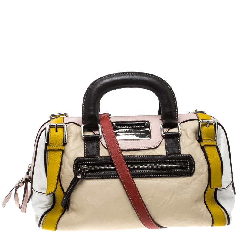 Dolce and Gabbana Multicolor Leather Miss Easy Way Boston Bag