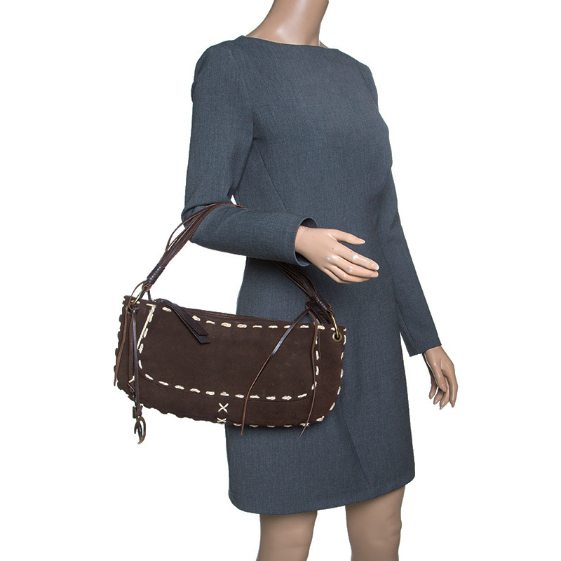 

Dolce and Gabanna Dark Brown Suede Shoulder Bag