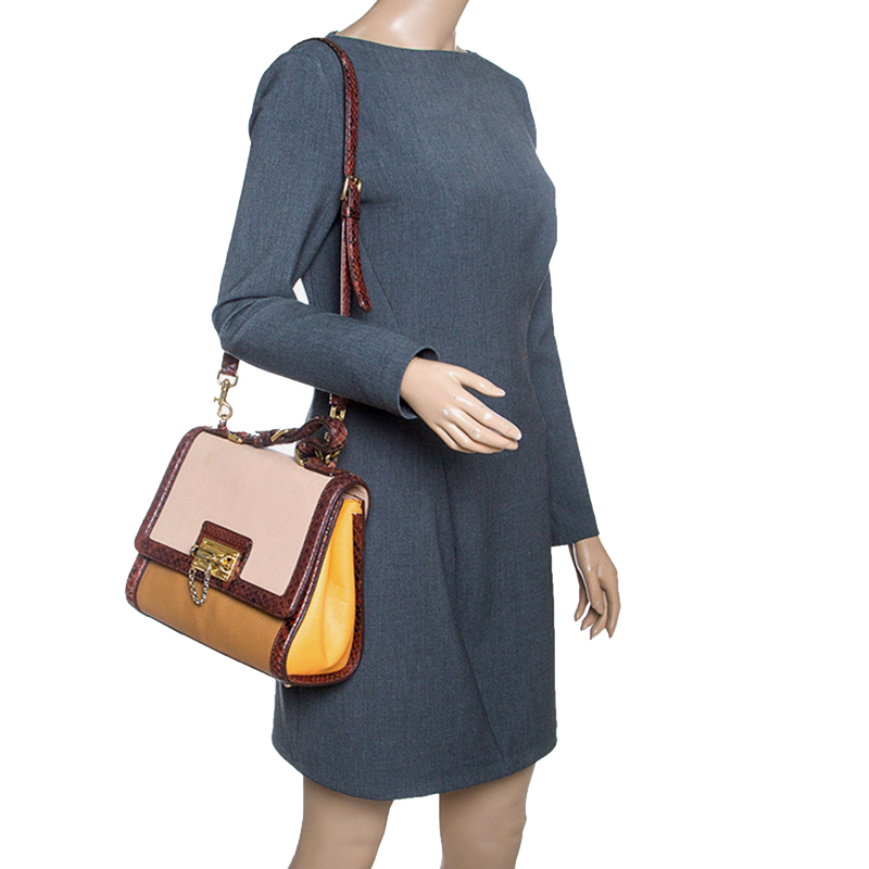 

Dolce and Gabbana Multicolor Leather and Python Trim  Monica Bag