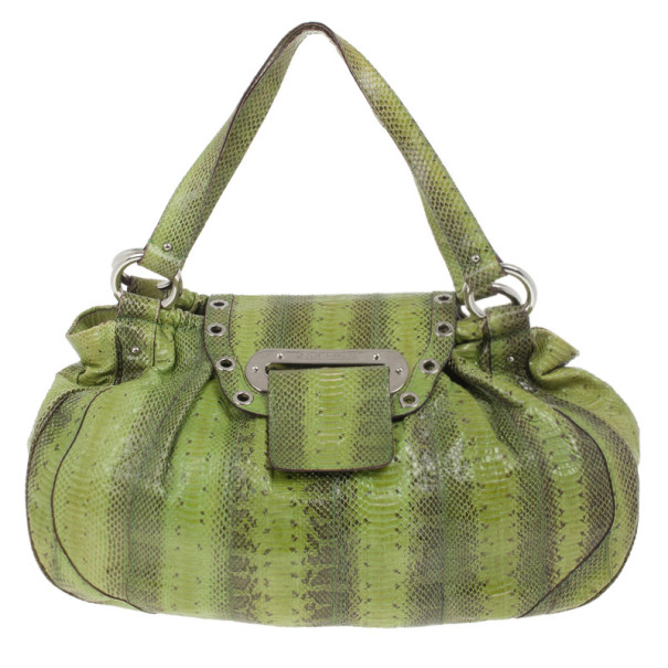 مملوكة مسبقًا Dolce and Gabbana Green Snakeskin East West Bag