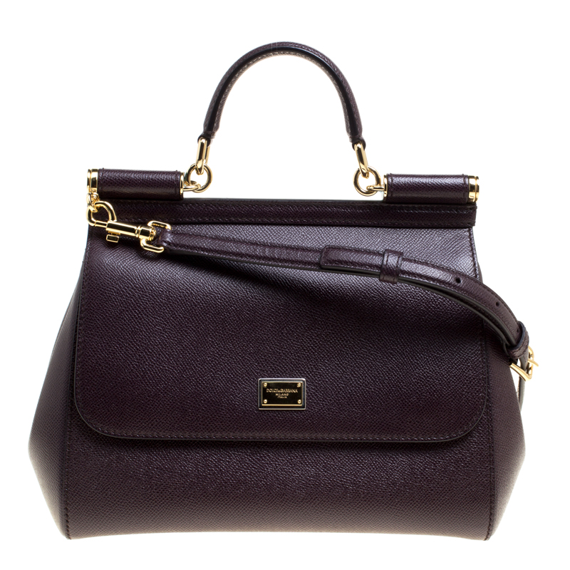 Dolce and Gabbana Burgundy Leather Medium Miss Sicily Top