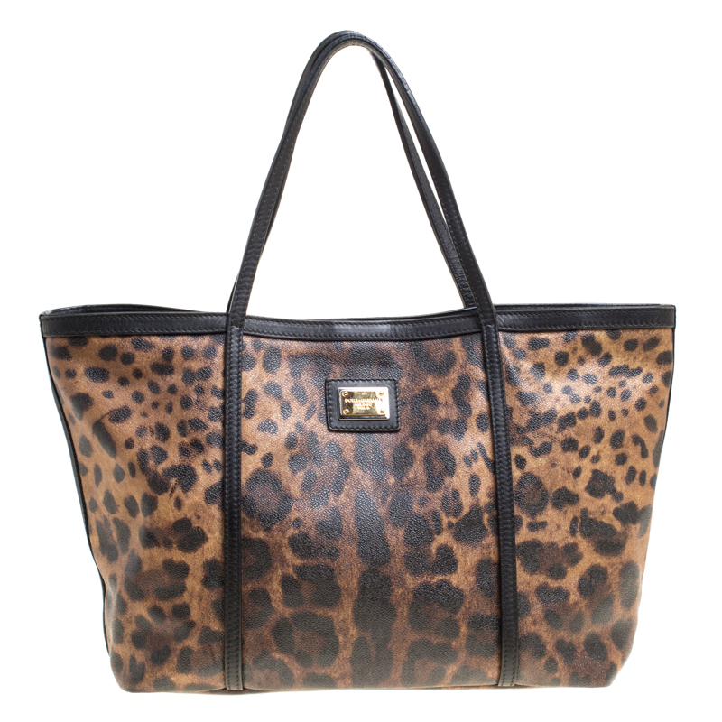 Pre Owned حقيبة يد دولتشي أند غابانا كانفاس مقوى طباعة فهد