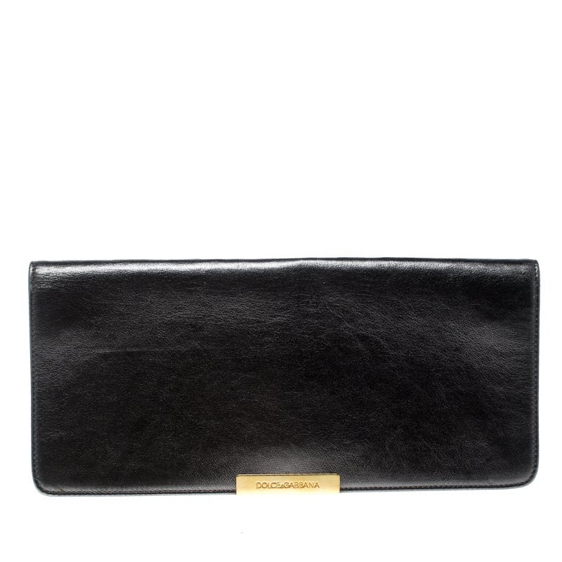 مملوكة مسبقًا حقيبة كلتش دولتشي أند غابانا جلد رمادية ميتالك