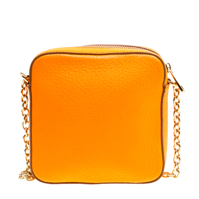 Dolce and Gabbana Orange Leather Square Miss Glam Crossbody Bag Dolce ...