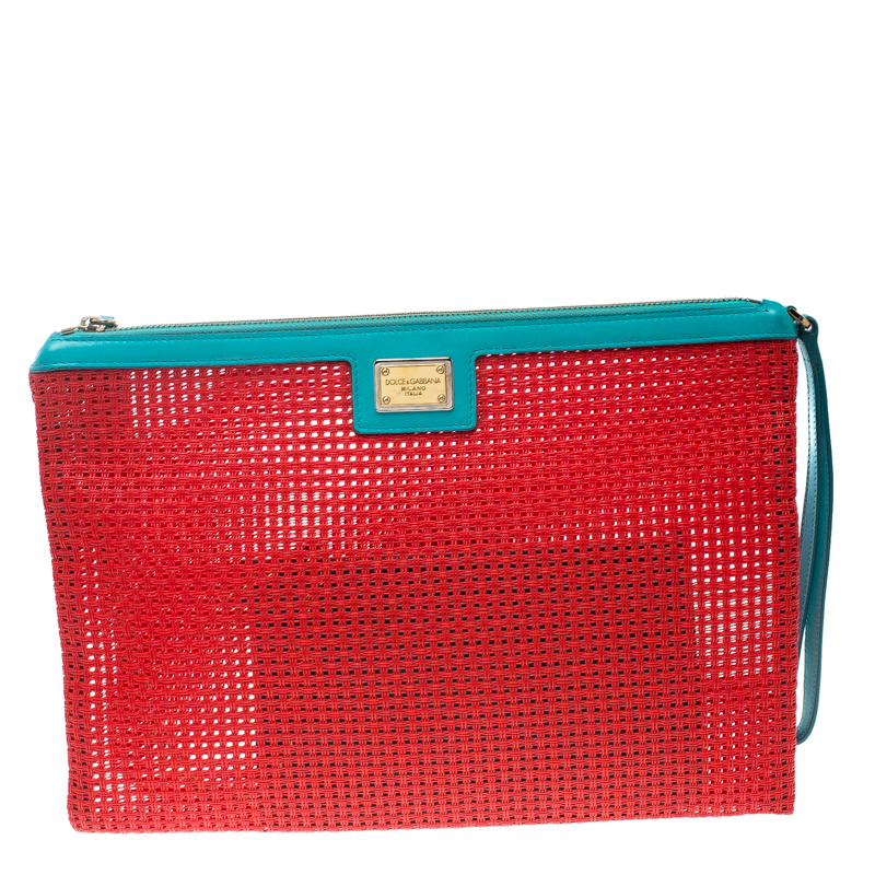 مملوكة مسبقًا حقيبة كلتش دولتشي أند غابانا PVC شبك حمراء وردية