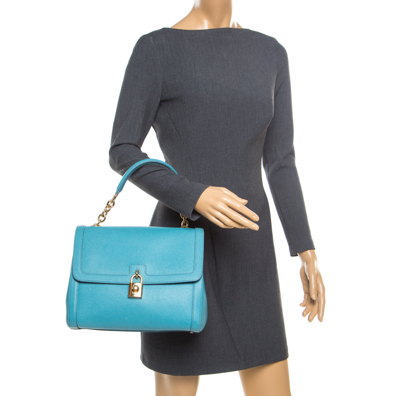 

Dolce & Gabbana Powder Blue Leather Padlock Shoulder Bag
