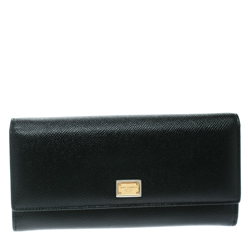 Pre Owned محفظة كونتينينتال دولتشي اند غابانا جلد سوداء
