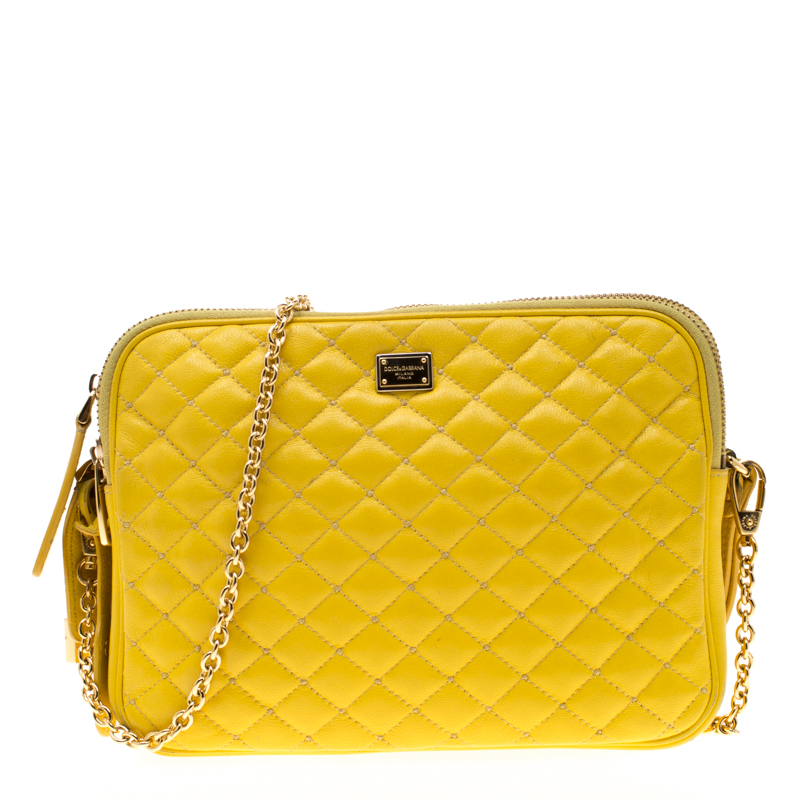 yellow quilted bag