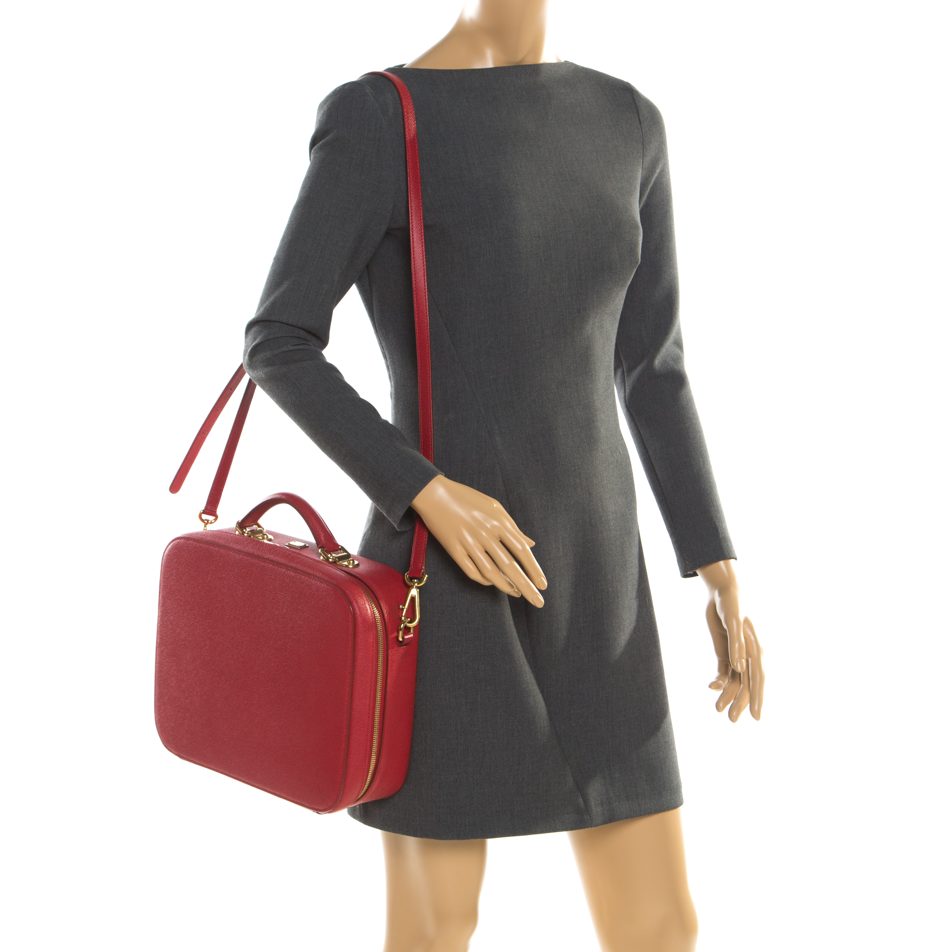 

Dolce and Gabbana Red Leather Case Top Handle Bag