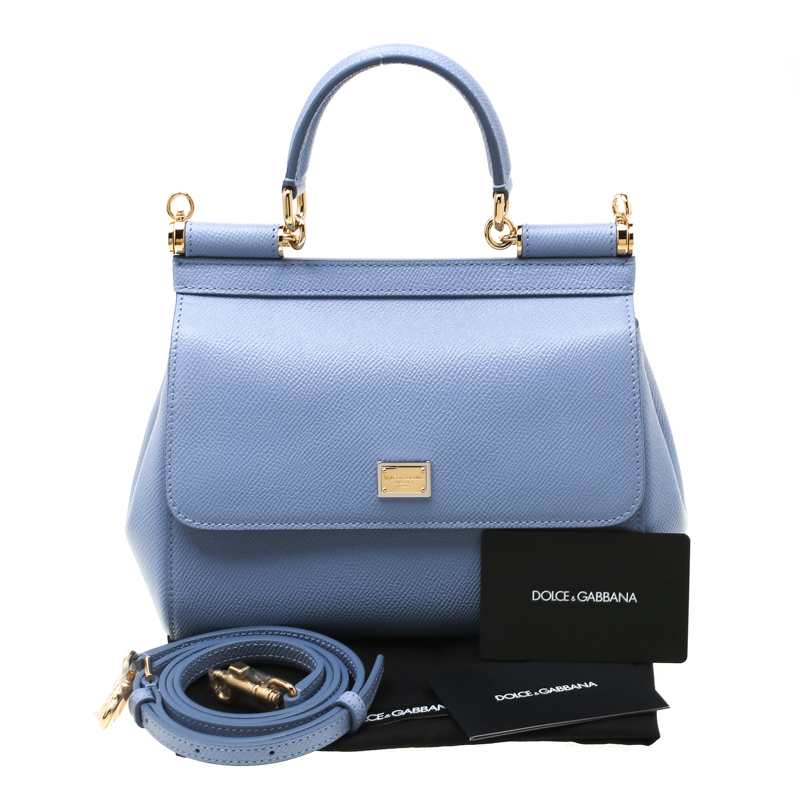Dolce & Gabbana - Authenticated Sicily Handbag - Leather Blue Plain for Women, Never Worn