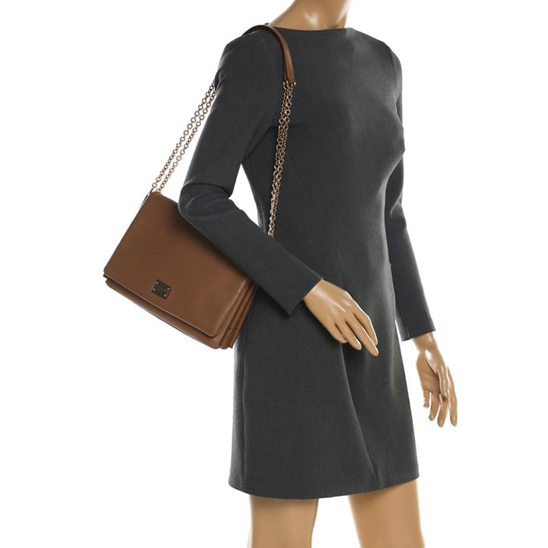 

Dolce & Gabbana Brown Leather Chain Shoulder Bag