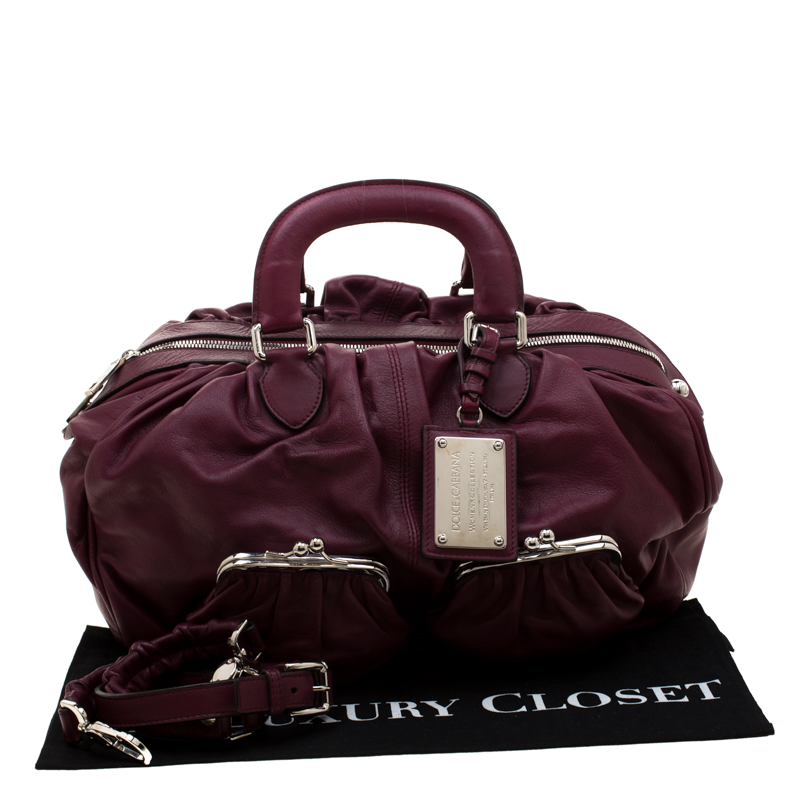 Pre-owned Dolce & Gabbana Burgundy Leather Miss Curly Bag