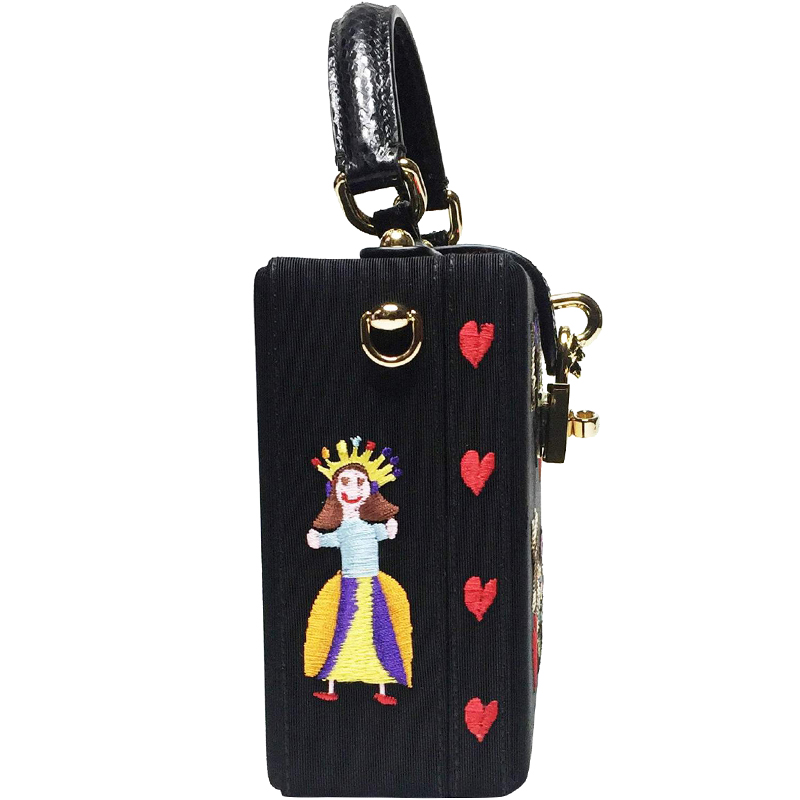 

Dolce & Gabbana Black Fabric/Snakeskin Embroidered Mamma Dolce Box Bag