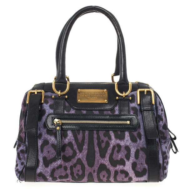 Dolce and Gabbana Purple Leopard 'Miss Easy Way' Boston Bag