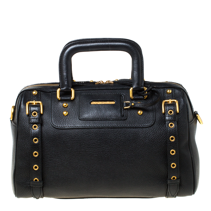Dolce and Gabbana Black Leather Miss Easy Way Boston Bag