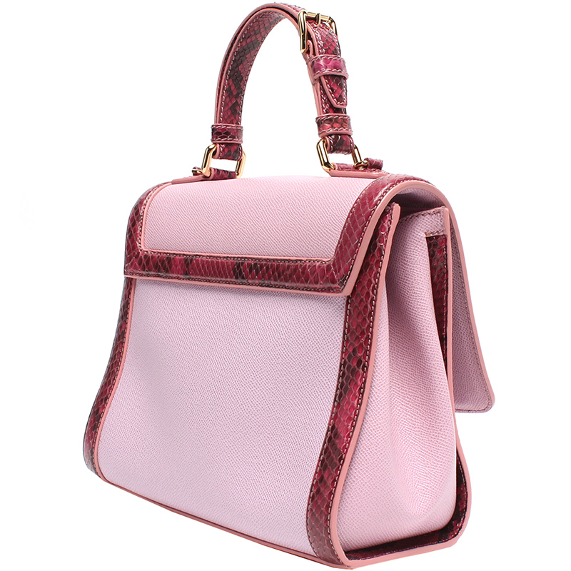 

Dolce and Gabbana Pink Lizard Embossed Leather Small Miss Monica Top Handle Bag