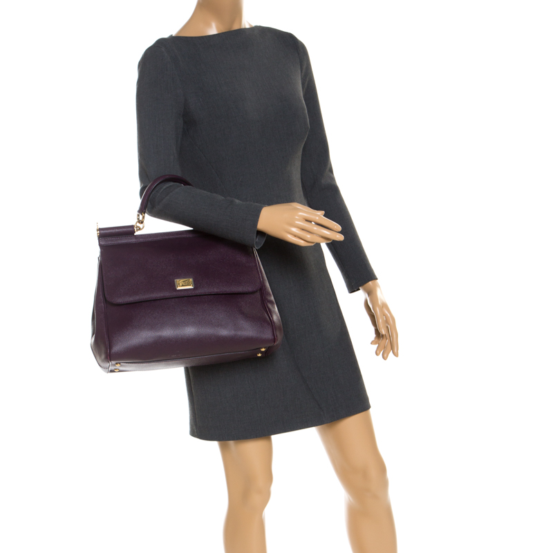 

Dolce & Gabbana Purple Leather  Miss Sicily Top Handle Bag