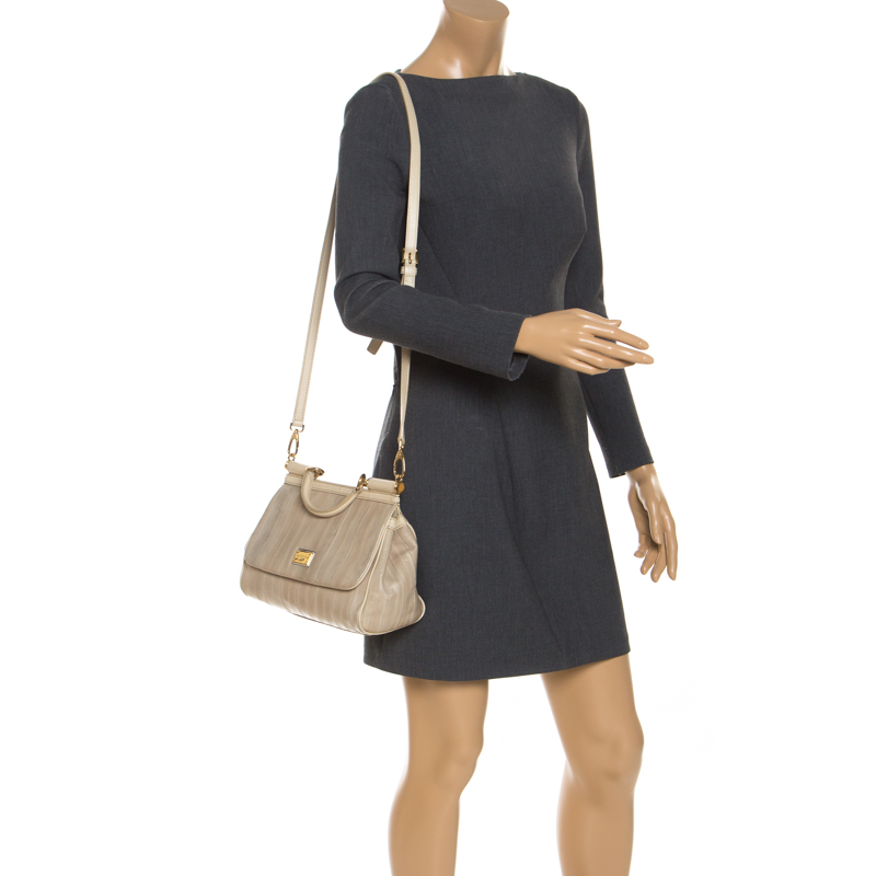 

Dolce And Gabbana Beige Eel Leather  Miss Sicily Bag