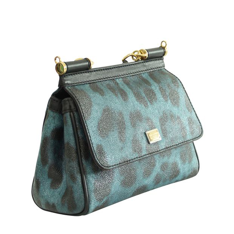 

Dolce and Gabbana Blue Animal Print Canvas Top Handle Bag