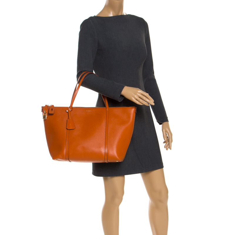 

Dolce & Gabbana Orange Leather Escape Shopper Tote