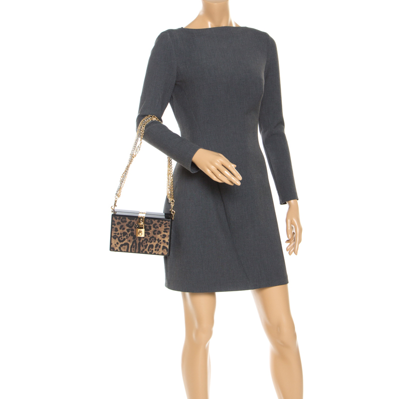 

Dolce & Gabbana Black/Brown Leopard Print Acrylic Box Bag