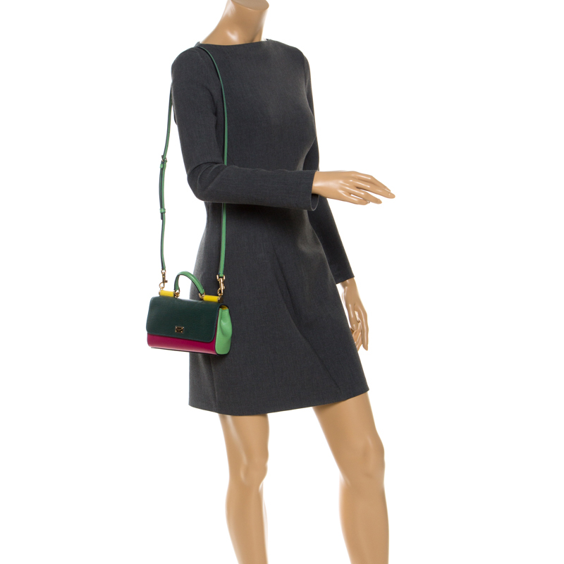 

Dolce and Gabbana Multicolor Leather Mini Sicily Top Handle Bag