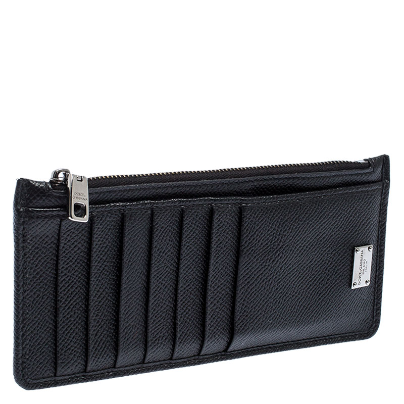 

Dolce and Gabbana Black Leather Long Zip Card Holder